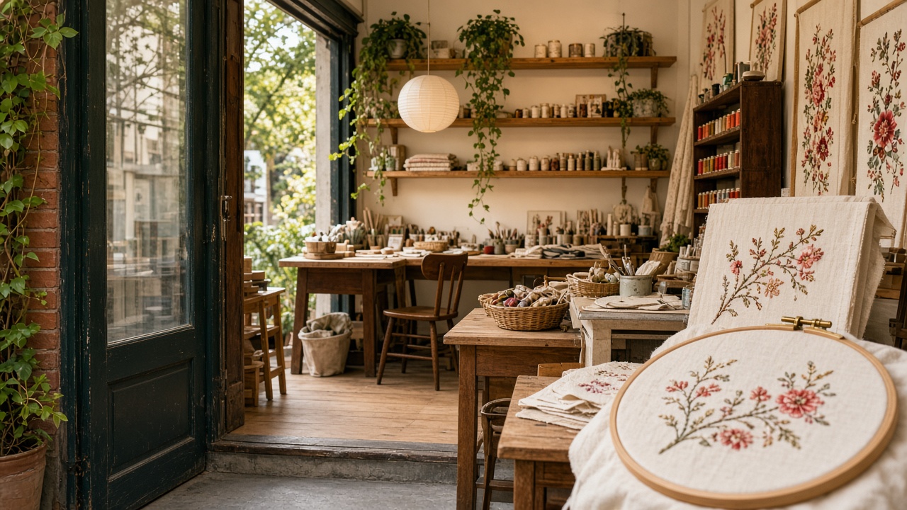 Embroidery / needlework studio full-bleed at Sparkbloom House